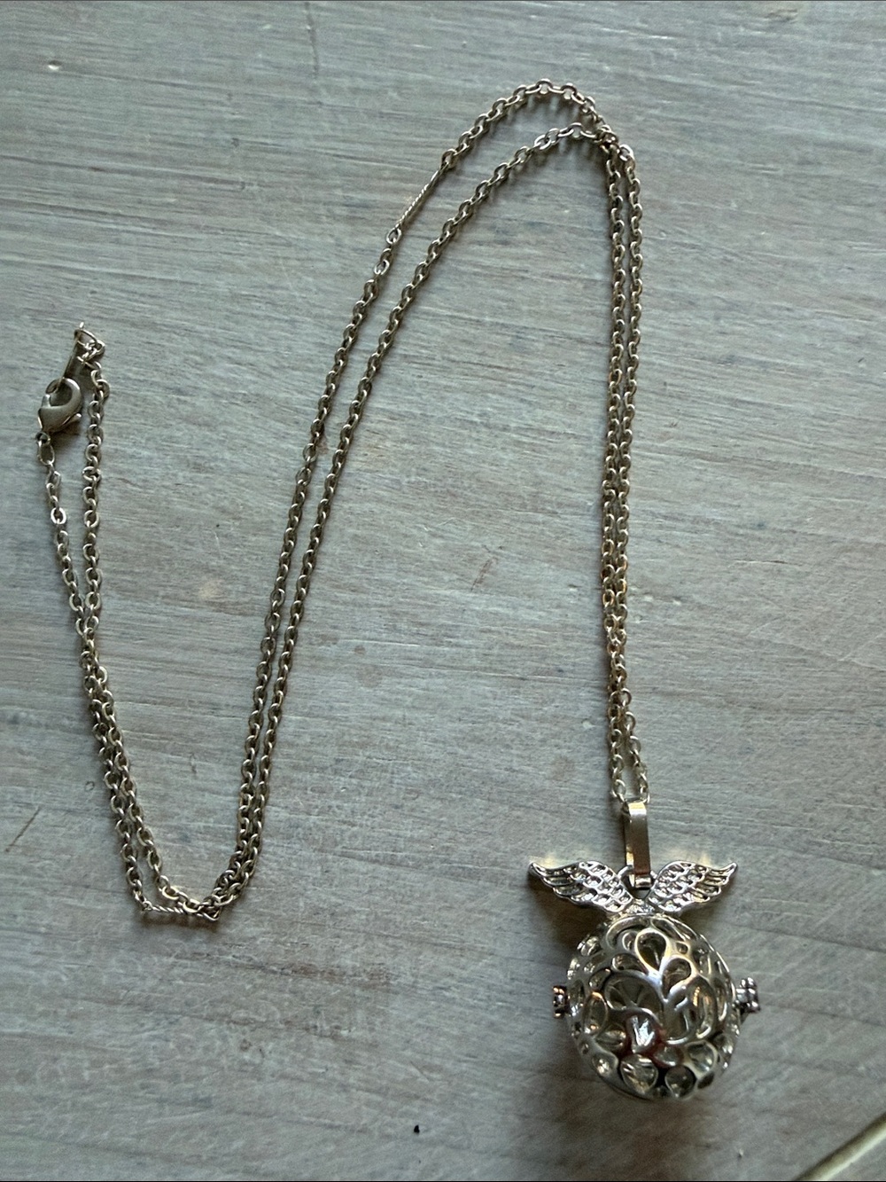 Silver-Tone Angel Wing Filigree Pendant Necklace - Women Jewelry